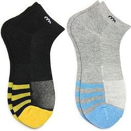 Women's 2 Pair Cotton Ankle Length Socks - Free Size (Yellow Black,Grey)-MX192-45