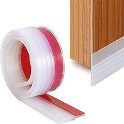 Door Draft Stopper, Under Door Sweep Bottom Seal Strip, 5 cm Width x 99 cm Length, Transparent and Brown, Pack of 1-image-30
