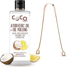 COCO CRUSH Ayurvedic Coconut & Lemon Oil for Oil Pulling With Copper Teeth Cleaner | Cold-pressed | Healthy & Strong Gums | Fresher Breath & Whiter Teeth (50ml + Tongue Cleaner)-picture-5