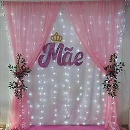 Lazybeee 11pcs White & Pink Backdrop Net Curtain for Decoration with Leaf for Ganpati Decoration for Home | Backdrop Curtains for Decoration, Varalakshmi, Janmashtami, Diwali-image-53