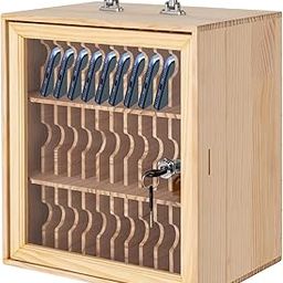 36 Slots Cell Phones Locker Wood Cell Phone Holder Classroom Phone Lock Box w/Clear Acrylic Door Mobile Phone Storage Cabinet for Schools, Offices, Gyms, Army (36 Slots)-picture-0