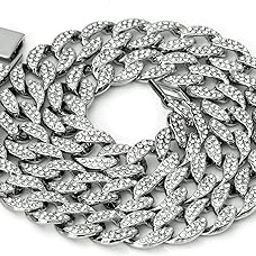 Mens Iced Out Hip Hop Silver or Gold Tone CZ Miami Cuban Link Chain 16" 18" 20" 24" Choker Necklace-image-59