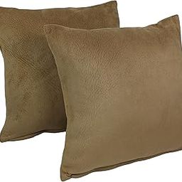 Blazing Needles Corded Faux Leather (Set of 2) Throw Pillow, 18", Tan 2 Count-image-4