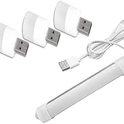 B-1 NEW Combo of Portable USB LED Mini Tube- Light, with High Brightness Cool Day Light for Small Rooms, Petty Shops, Car Indoor MiniLight Straight Linear 1metre Wire10inch and 3 pcs Mini USB Bulb-22