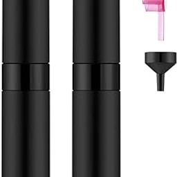 VENTWILLA 8 ml Matte Black Empty Bottle Refillable Perfume Atomizer Spray Bottle| Portable Mini Pocket Travel Perfume bottle Dispenser Glass & Aluminum with 3 Types of Refill Pump-2 PCS-3
