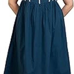 Solid Cotton Plus Size A-line Dress for Women's|Round Neck Short Sleeves Midi Dress|Summer Western Party Casual Wear Stylish Dress Collection for Ladies-picture-14
