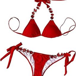 ™ Women Rhinestone Swimsuit Push Up Bra Bikini Set Bathing Suit Swimwear S Red | Swimwear | Womens Clothing-picture-25
