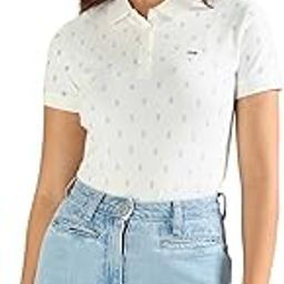 Women's Cotton Printed Regular Fit Polo Shirt-image-85