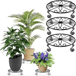 Designer Metal Plant Stands (Indoor, Outdoor) - Low Corner Stands, Heavy Duty Flower Pot Holders, Plant Rack (Pack of 2, Black)-image-47
