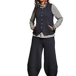 Women's Cozy Fleece 2 Pcs Cord Set with Unique Shaped Panel Design-image-27