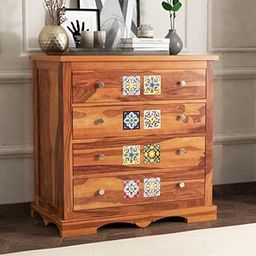 AISHAM Solid Sheesham Wood Chest of Drawers with 4 Drawers - Multipurpose Cabinet with Rich Finish (Honey Finish)-image-68