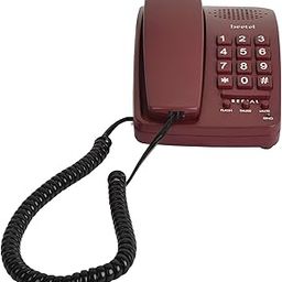 Beetel B15 Corded Landline Phone,Ringer Volume Control,LED Ring Indication,Wall/Desk Mountable,Bold Buttons Design,Clear Call Quality,Mute/Pause/Flash/Redial Function (Made in India)(Dark Red)(B15)-19