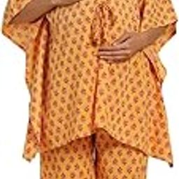 Jaipuri 100% Cotton Maternity Nursing and Feeding Kaftan Night Suit | Center Nursing Zipper | Pre and Post Pregnancy-picture-24