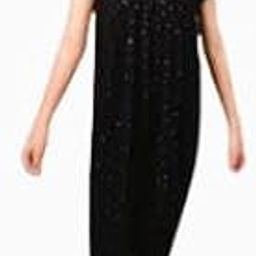 Women's Cotton Nighty, Black with Floral Print, Round Neck, Short Sleeves-picture-14
