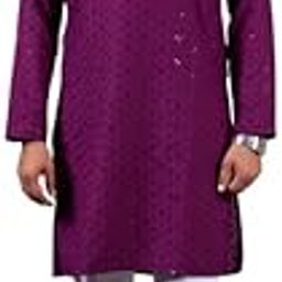 Men's Solid Straight Fit Long Kurta | Long Sleeve Traditional Indian Kurta for Festive Wedding & Casual Wear-image-92