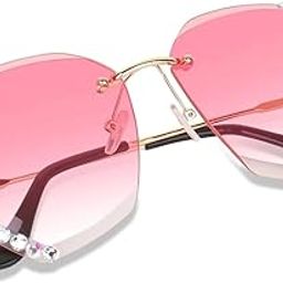 Luxury Crystal Embellished Rimless Pink Sunglasses for Women - Oversized Gradient Fashion Shades-picture-16