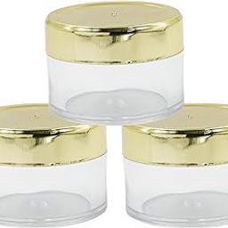 Happy Packaging 15 Gm Round Empty Acrylic cosmetic Cream Container|Jars With Gold Cap And White Inner Lids For Creams|Balms |Face Scrub|Body Cream Etc pack of 3-50