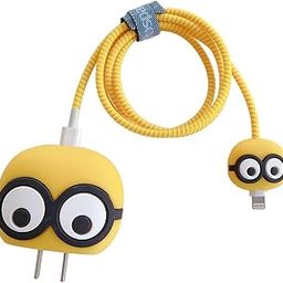 SKYCELL Charger Case Cover with Full Cable Protector 3D Cute Pattern Compatible for iPhone Charger Only 18W & 20W iPhone 16,iPhone 13,iPhone 15,iPhone 14 (Yellow Henchain)-68