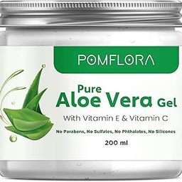 POMFLORA Pure Aloe Vera Skin/Hair Gel With Vitamin E & C | For Hydrating, Moisturizing, Soothing Skin- 200ml-image-36