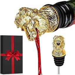 HASTHIP® Wine Pourer Red Wine Spout for Wine Bottle Golden Lion Statue Wine Pourer Aerator Universal Wine Bottle Stopper Wine Accessories Gift-30