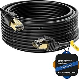Ant Esports AEC7103 Gold Plated Cat7 Ethernet Cable High Speed 10Gbps 600MHz Ethernet Cord LAN Cable with RJ45, Weatherproof Internet Network Patch Cord for Gaming, PS, Xbox, Modem, Router 3M Black-image-99