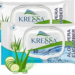 Kressa Refreshing Face Wet Wipes Pack of 2 (Aloevera Cucumber)-14