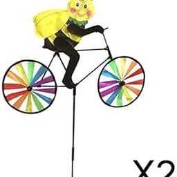 ATORSE 2x3D Windmill Wind Spinner Whirligig Outdoor Yard Garden Decor Bee on Bike-image-19