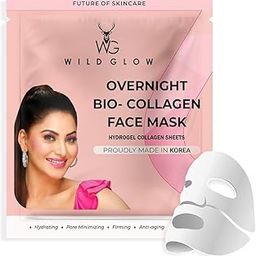 WILDGLOW Korean Glass Skin Bio-Collagen Overnight Face Mask for Deep Hydration, Pigmentation, Anti-Aging & Pore Minimizing | Hyaluronic Acid, Niacinamide, Vitamin E & Centella | Pack of 1-25