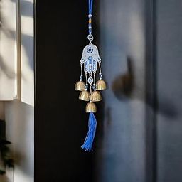 Exclusive 5 Bell Evil Eye Hand Charm | Golden Ball Wall Hanging for Home & Car | Protective Feng Shui Décor-image-75