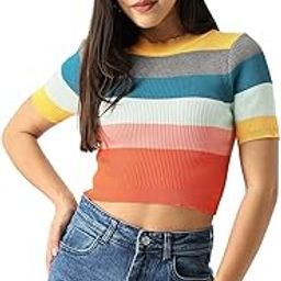 SHOWOFF Women's Striped Multi Fitted Top-SNC-33C_Multi-image-19