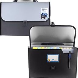 SPS 13 Pocket Expanding File Folder with Buckle Closure,Label Index and Handle for A4/Foolscap/Legal Documents (Grey)-5