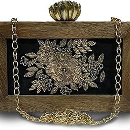 Handmade Crossbody Ethnic Wooden Clutch for Women – Unique Rose Embroidery, Latest Fashionable Purse for Any Outfit-image-96
