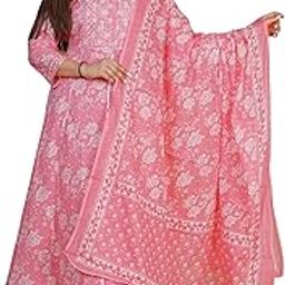Women's Cotton Printed Embrodriery Anarkali Kurta with Palazzo & Dupatta Set-picture-6