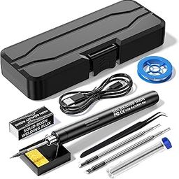Mini Cordless Soldering Iron Kit, USB Cordless Electric Soldering Iron Pen 10 in 1 Temperature Adjustment 3 Portable Rechargeable for Home Appliance Repair Components-image-30