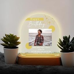 MerchX Personalized,Customized Tabletop Photo Frame Acrylic Printed Happy Birthday LED Table Lamp/Plaque Personalised with Birthday Decoration/Gift for Family,Friend & Special one Design-05-image-64