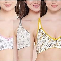 Women's Cotton Non-Padded Wire Free Pack of 3 T-Shirt Bra Full Coverage Bra-picture-51