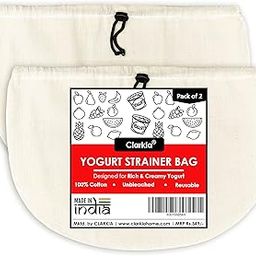 Clarkia Cotton Yogurt Strainer Cheese Cloth Bag | Hung Curd, Nut Milk, Rice, Almond, Oat Milk, Sprouts, Brew Coffee, Juice - 2 Pieces Made of Muslin Cloth-image-27