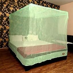 AMRIKO Luxury Mosquito Net for Double Bed (6x7 Feet) | Premium Machardani with Finest Mesh (300 Holes/Inch) | Sturdy & Durable Canopy | Light Green | 2 Entry Points-image-25