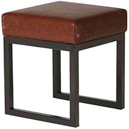 INDIAN DECOR 38037 Classic Vanity Seat,Square Iron Faux Leather Stool Shoe Changer Stool Sofa Stool Footrest Simple Fashion Stool Clothing Stool (Color: Black Frame and Brown Cushion)-picture-24