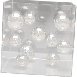 ARTISOUL® Clear Acrylic Cover Ball Ornament Square Display Case for Bookshelf Showcase 18Cmx18Cmx18Cm Silver | Home Decor | Figurines-image-28
