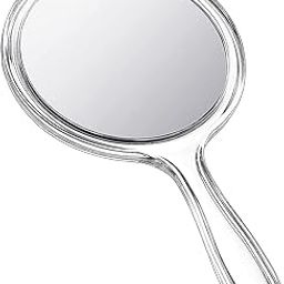 Double-Sided Handheld Makeup Mirror | 1X & 2X Magnification | Rounded Shape Transparent Mirror | Framed & Wall-Mountable | Multi-Color Design-55