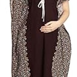 Women Brown Cotton Maternity Feeding Kaftan., Ankle Length-image-27