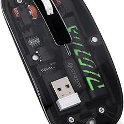 Kanvi & Associats Transparent Wireless Bluetooth Rechargeable Mouse | BT5.2 and 2.5G Dual Mode Technology | 1600 DPI Precision, Silent Clicking, USB Receiver, LED Indicator | Multi-Device Pairing-image-54