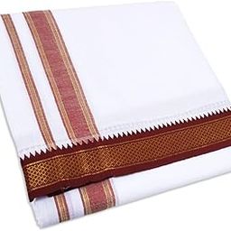 Pure Cotton White Dhoti, Mayilkan 10X6 Cotton 4.5 Meter Dhoti and 2.75 Meter Towel-image-70