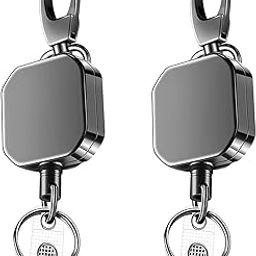 2 Pcs Id Card Pulley, Retractable ID Card Holder Set Premium Keychain with Lanyard for Office Multi-Use Stylish Durable Compact Design-image-67