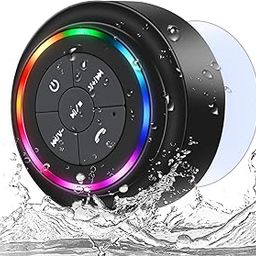 NITMTYOU Bluetooth Shower Speaker, Portable Bluetooth Wireless Waterproof Speaker for Pool, Floating IP67 LED Light Bathroom Speaker with Suction Cup, Built in Mic, for Camping Beach Travel-picture-21