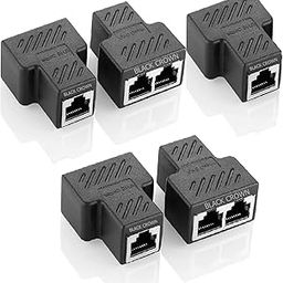 BLACK CROWN RJ45 Splitter, Ethernet Splitter, RJ45 Splitter Adapter LAN Network Internet Splitter 1 to 2, Ethernet Cable &LAN Internet Splitter for Cat5 Cat5e Cat6 Cat 7 (Rj45 Splitter Ethernet). (2)-16