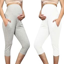 Cotton Lycra Over Belly Stretchable Maternity 3/4 Leggings for Pre & Post Pregnancy with 2 Pockets,Adjustable Strap,High Waist Support & Seam-Free.-image-69
