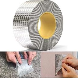 TIRALUHEM Waterproof Duct Tape Leakage Repair Waterproof Tape for Pipe Leakage Roof Water Leakage Solution Aluminium Foil Tape Waterproof Adhesive Tape Sealing Butyl Rubber Tape for Leakage (5cmx5m)-19