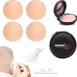 Silicone Nipple Covers Reusable for Women (2 Pair) with Double Sided Tape 36 Pieces, Fashion Clothing Accessory Nude-image-27